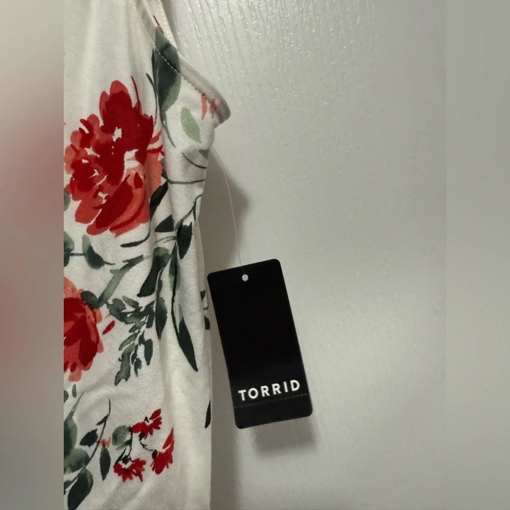 Torrid Super Soft Floral Lattice Ruffle Top women‎ 1X flutter sleeve tank nwt
